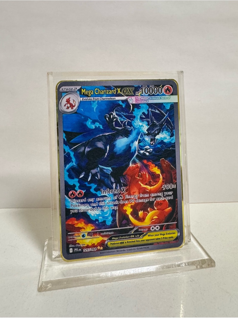 Pokemon Mega Charizard X EX 125/094 Gold Metal Card Collectible/Gift/Fan Art